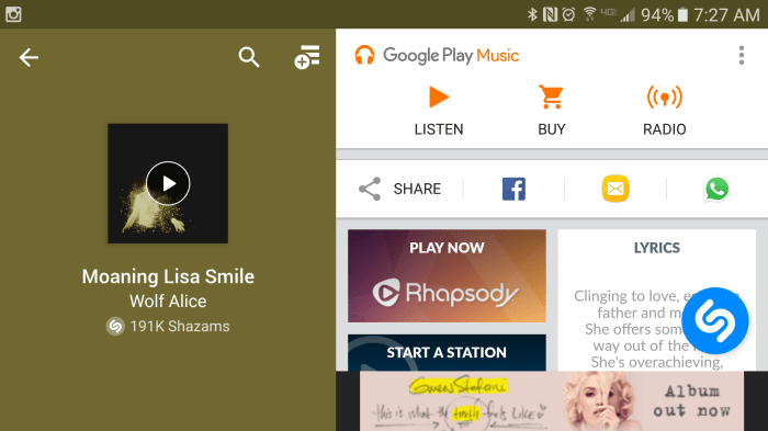 Improved google play music integration comes to shazam