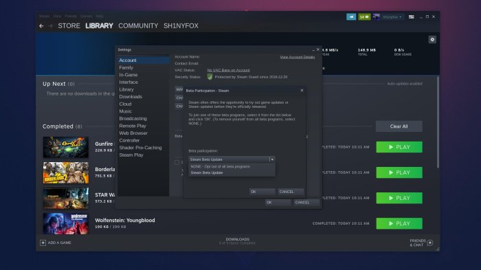 Steam desktop game theater beta support